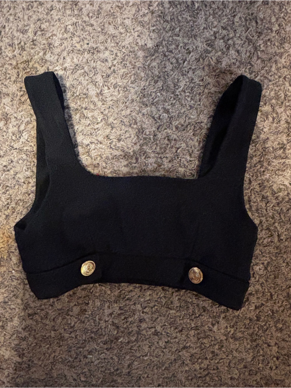 Zara Black Ribbed Knit Top with Label Detail